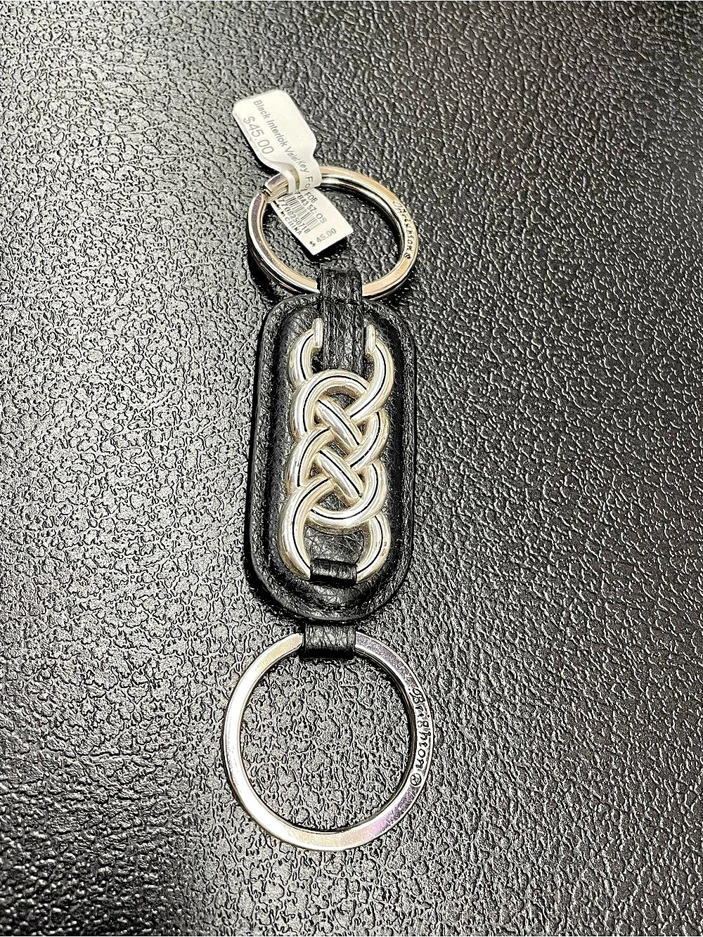 Brighton Interlock Key Chain Black Leather